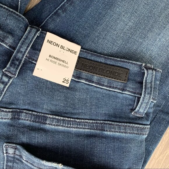 Free People NEON BLONDE Bombshell High Rise Skinny Jean High rise Dark Wash - Picture 8 of 15